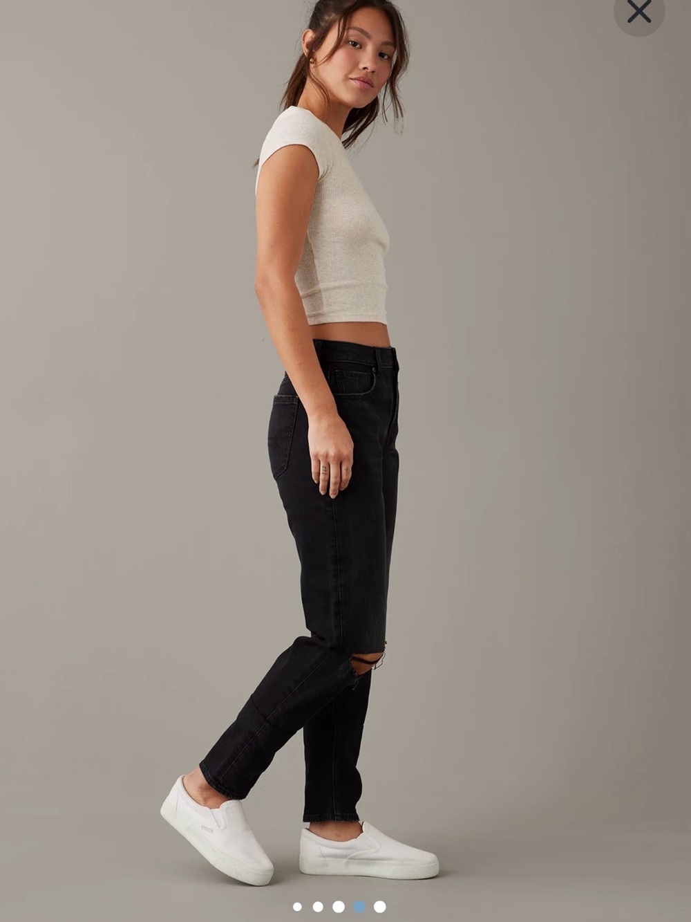 American Eagle Outfitters High Waisted Black Strigid Mom Jeans 12